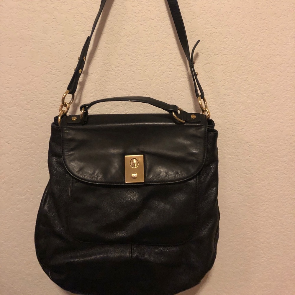 Black leather work bag